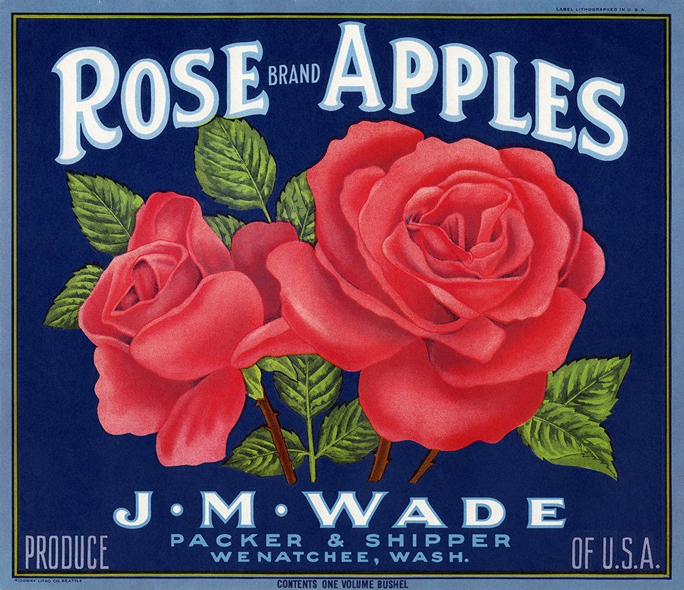 Free vintage crate label clip art rose brand apples