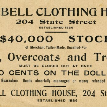 Free vintage advertising card Bell Clothing House