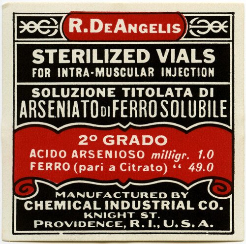 Free vintage clip art medical label R. De Angelis