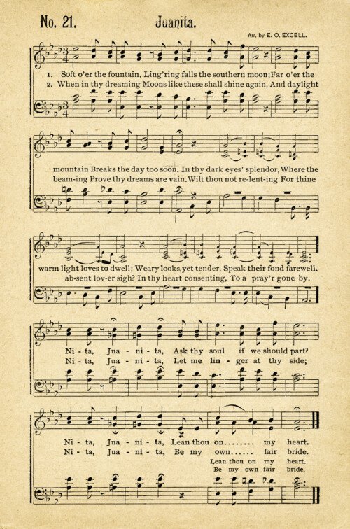 Free vintage love song clip art sheet music Juanita