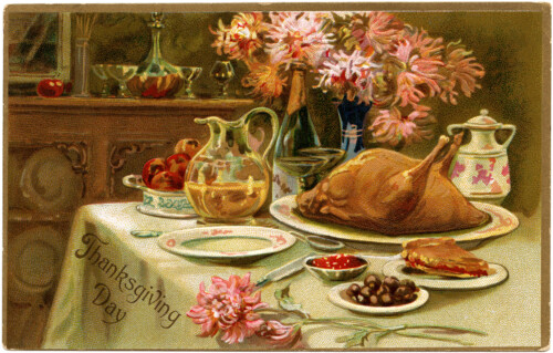 roast turkey thanksgiving dinner free clip art illustration