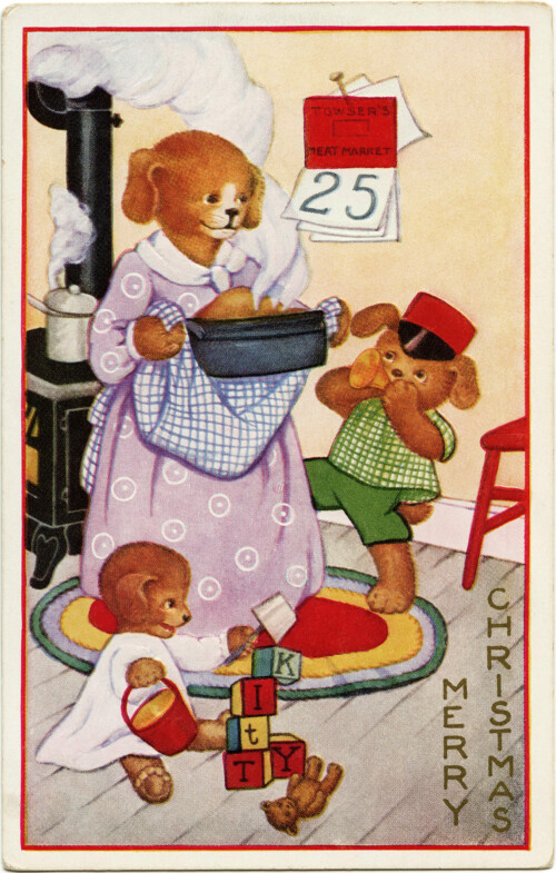 bears vintage Christmas printable