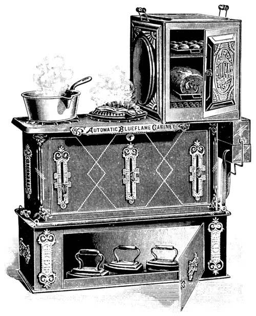 Free vintage cooking stove clip art black and white