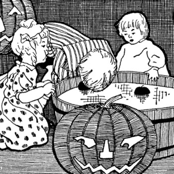 free vintage halloween clip art children bobbing for apples