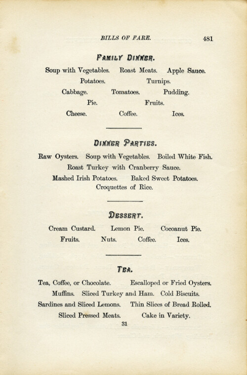 free vintage printable menu book page