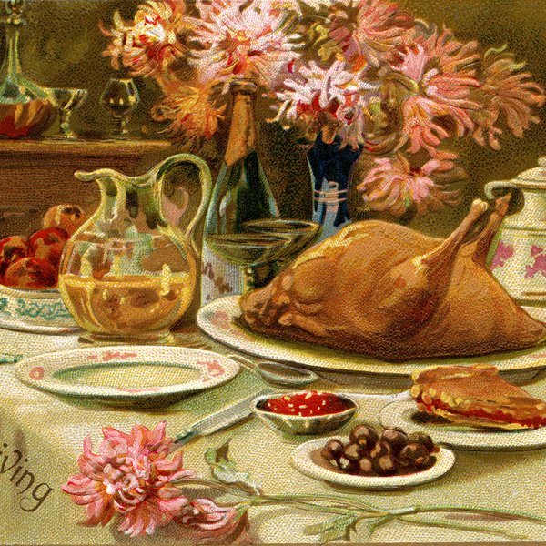 roast turkey thanksgiving dinner free clip art illustration