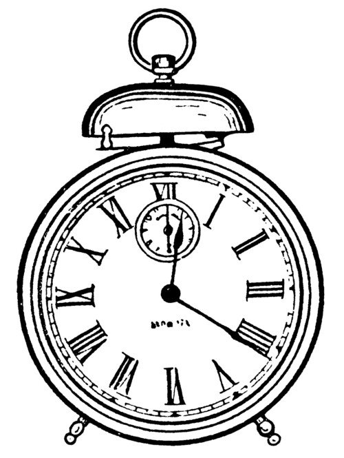 Free vintage alarm clock clip art illustration