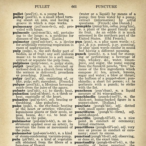Free vintage clip art dictionary page pumpkin