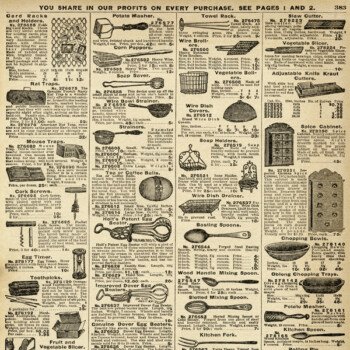 Free vintage kitchen utensils printable catalog page
