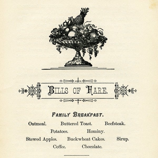 free vintage printable menu book page