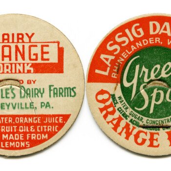 Vintage Dairy Bottle Caps Orange Drink