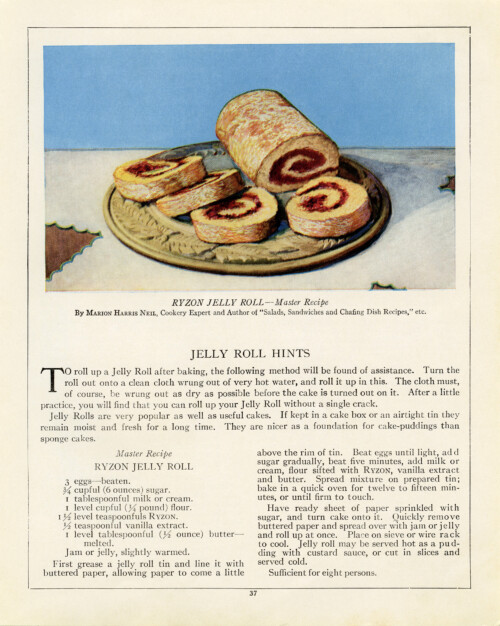 Free printable vintage cookbook page jelly roll recipe