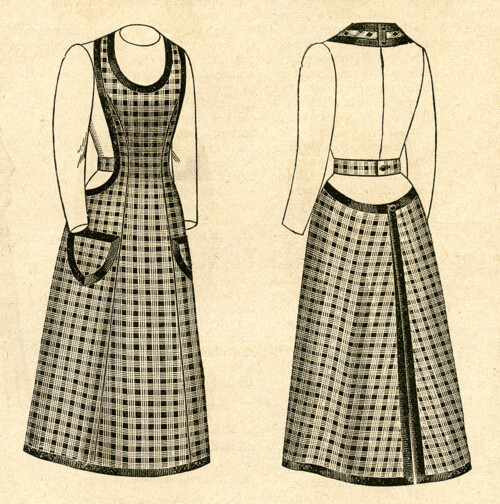 Free printable vintage apron black and white clip art