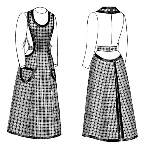 Free printable vintage apron black and white clip art