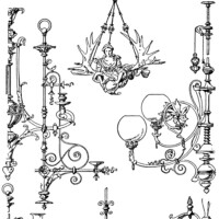 Free vintage chandelier clip art illustration