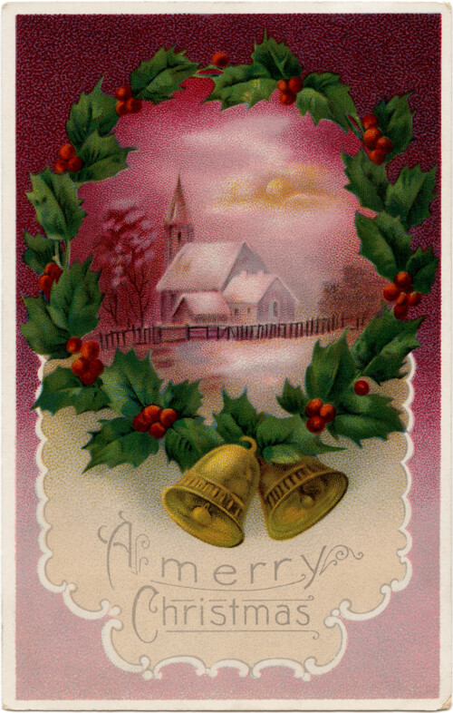 Free vintage country church postcard image