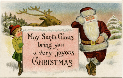 free printable vintage Santa Claus Christmas postcard