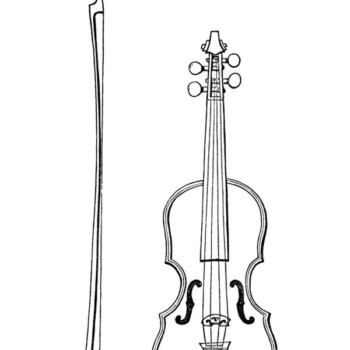 Free vintage violin and bow clip art illustration