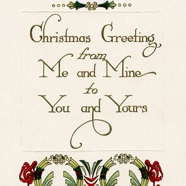 free vintage Christmas greeting printable postcard