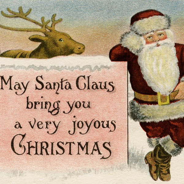 free printable vintage Santa Claus Christmas postcard