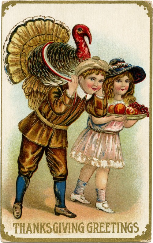 Free vintage printable Thanksgiving postcard