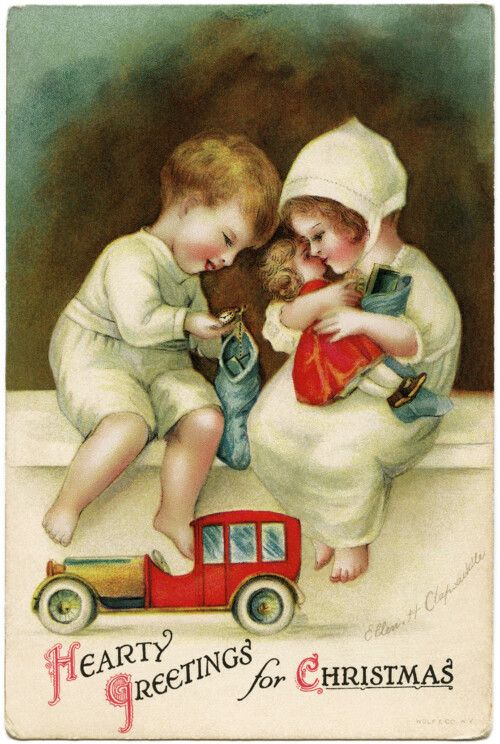 Free vintage printable Clapsaddle Christmas postcard