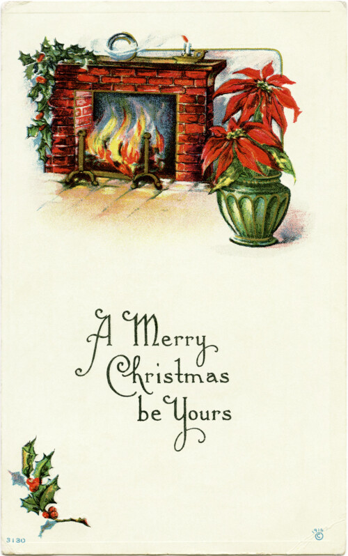 Free vintage printable Christmas postcard image