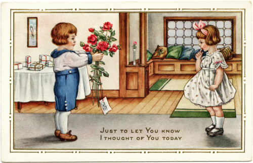 Free vintage printable postcard children’s party illustration