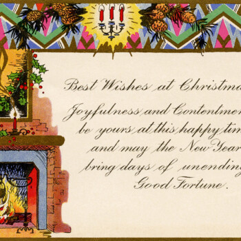 Free printable art deco vintage Christmas greeting card