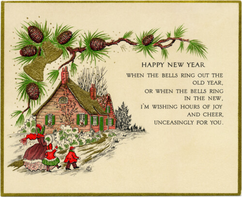 free vintage printable new year greeting card