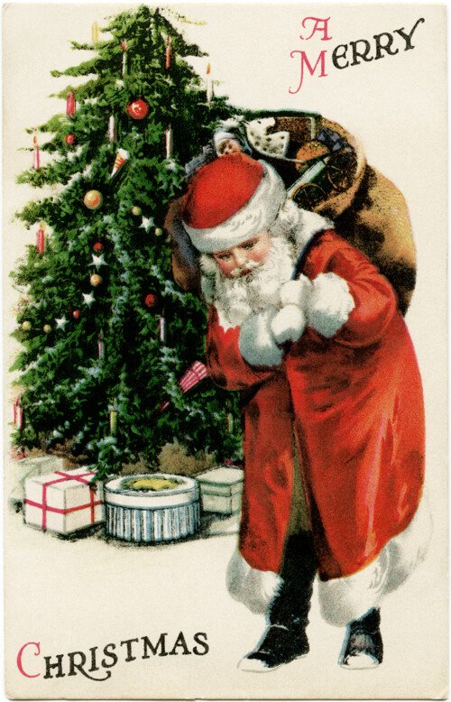 Free vintage printable Santa Claus Christmas postcard