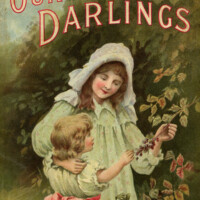 Free vintage book cover Our Darlings Victorian girls illustration