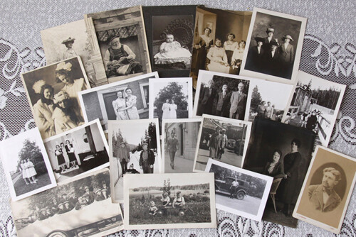 Arrangement of antique photographs