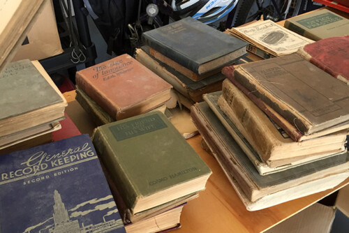 antique books on table