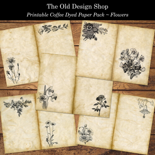 Printable coffee dyed flower page old design shop