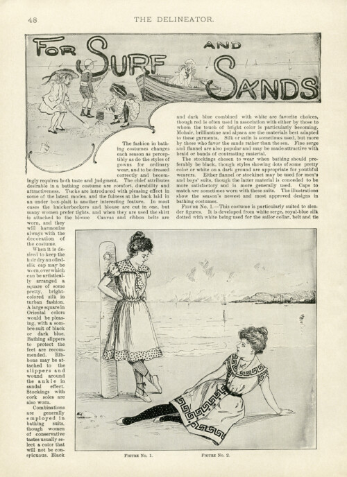 Free vintage beach fashion magazine article and illustrations