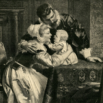 Free vintage illustration of young Victorian family