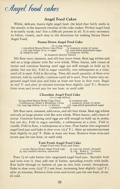 free vintage cookbook page angel food cake recipe