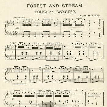 free printable vintage sheet music page forest and stream