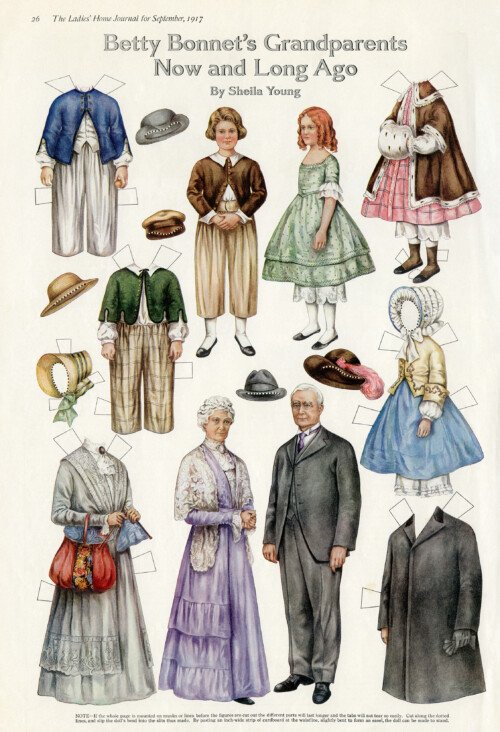 free printable vintage paper doll Betty Bonnet’s Grandparents