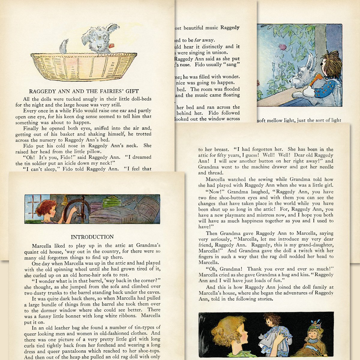 free printable vintage Raggedy Ann book page