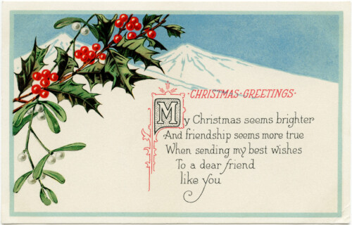 Free vintage Christmas postcards printable download