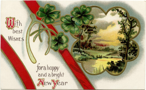 Free printable vintage new year postcard