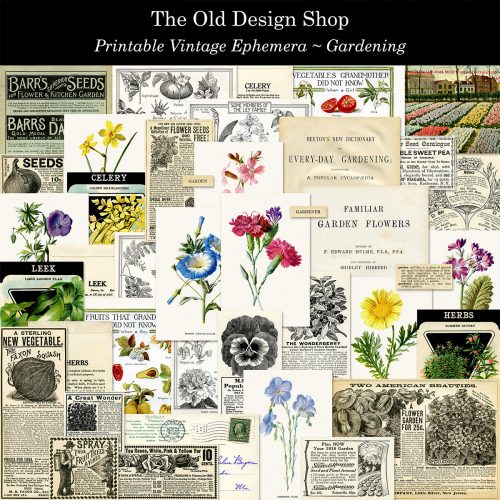 printable vintage ephemera gardening set by The Old Design Shop