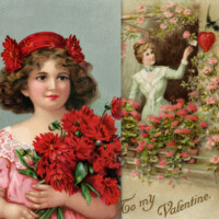 printable vintage valentine postcard