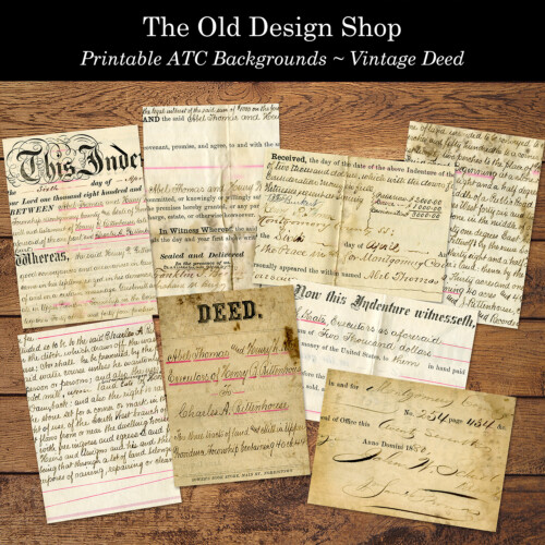 vintage Deed document printable ATC backgrounds