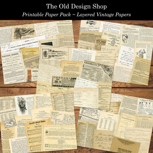 printable paper pack layered vintage papers old design shop