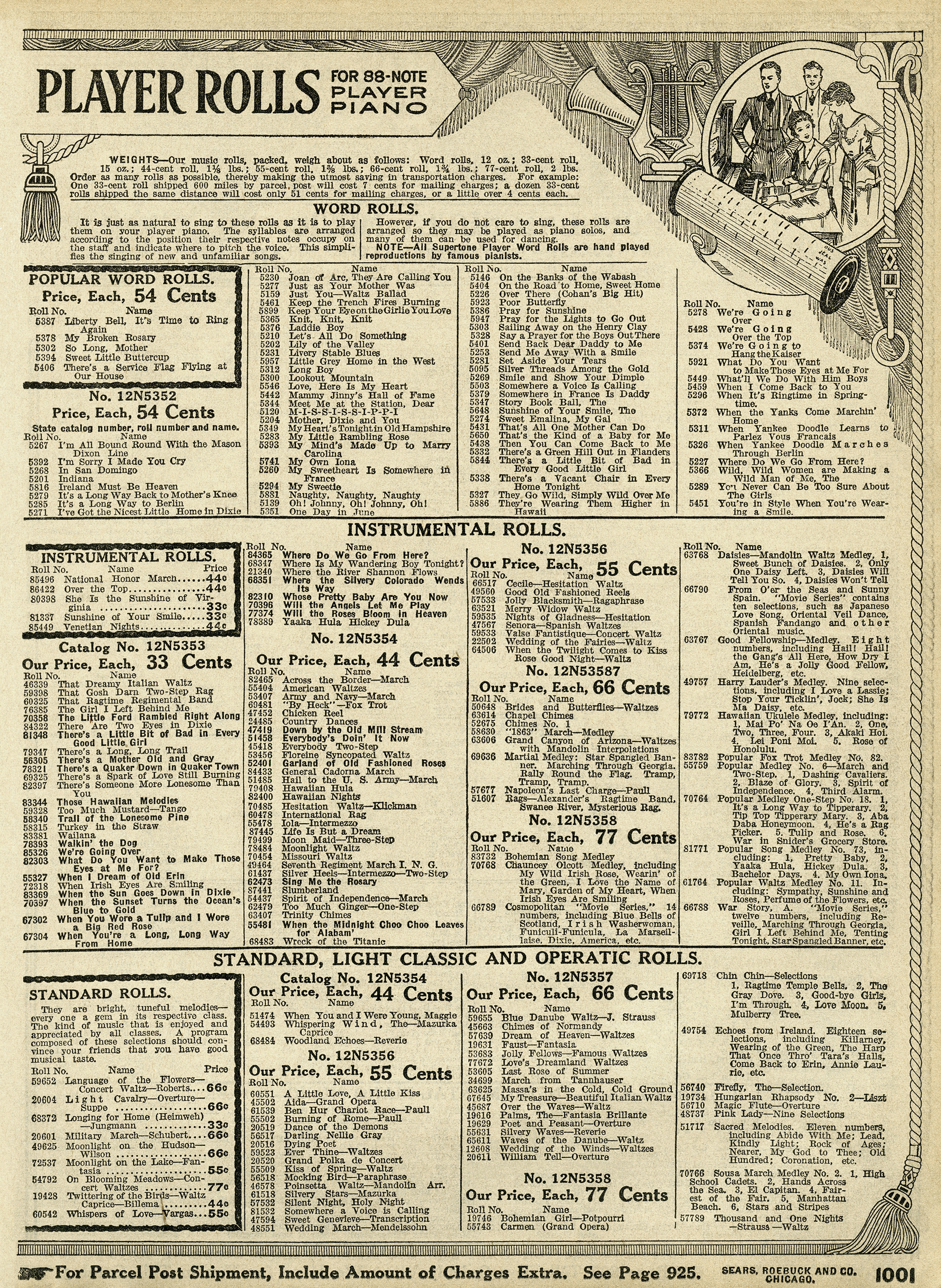 piano rolls free printable vintage catalog page
