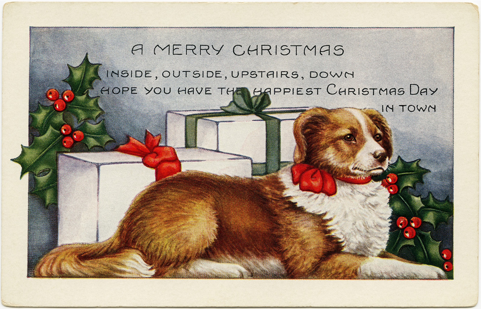 vintage christmas cards dogs