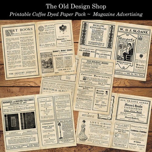 printable coffee dyed paper pack magazine advertising